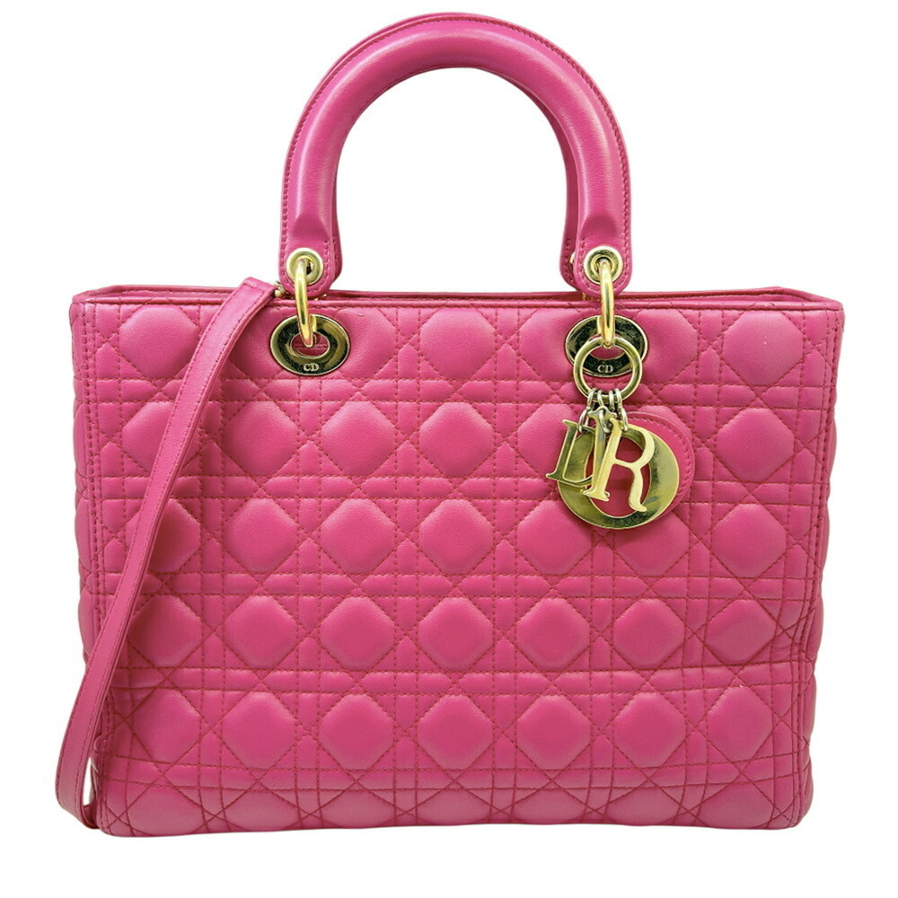 Christian Dior Lady Large Cannage Lambskin Pink Bag Shoulder Handbag for Men ...